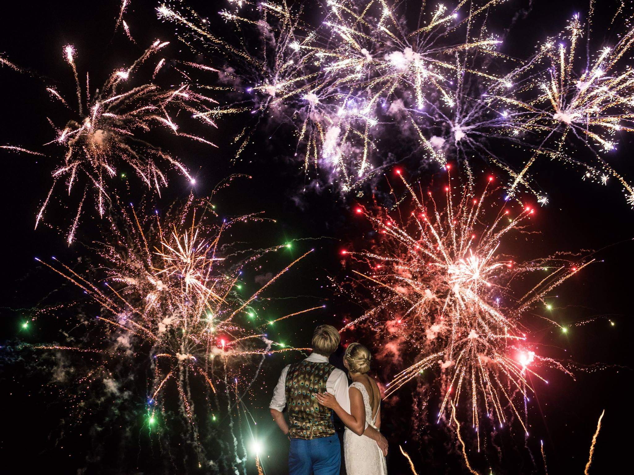 white lightning wedding fireworks cambridge